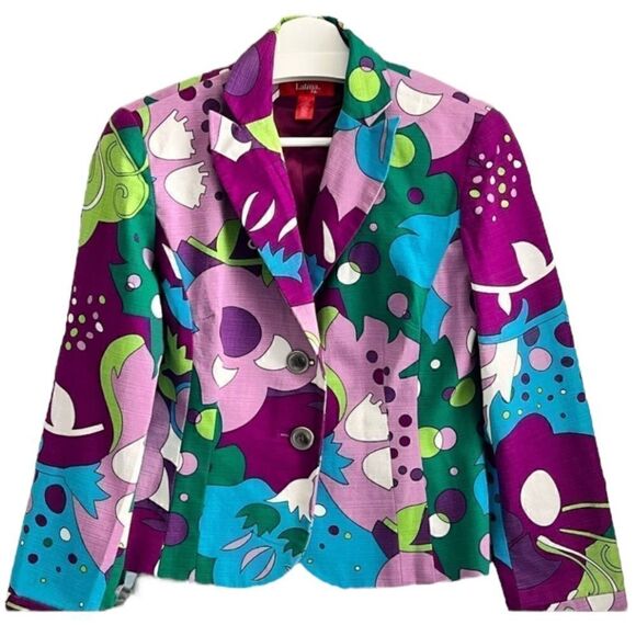 LATINA LIFE Blazer And Skirt Abstract Pop Art Multicolor, Size Jacket 8 Skirt 14 - Picture 2 of 9